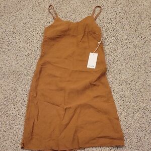 Mate The Label NWT Linen Slip Dress Brown Xsmall